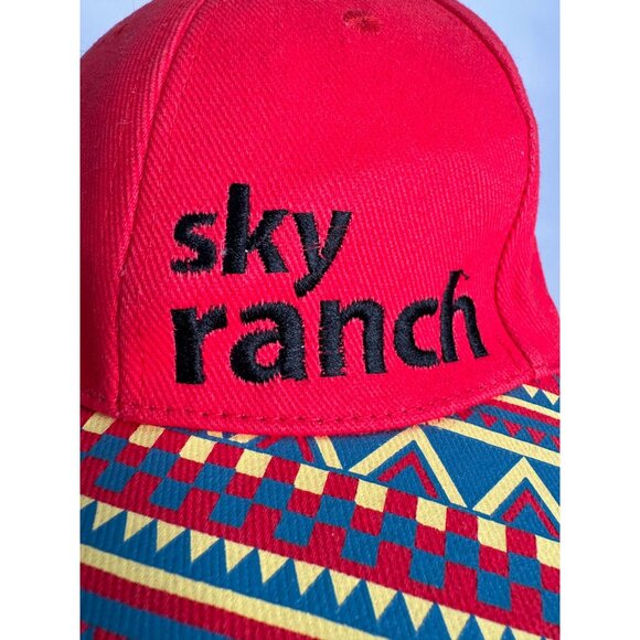 Sky Ranch Red Snapback Hat With Colorful Patterned Brim Adjustable Fit - Picture 4 of 16